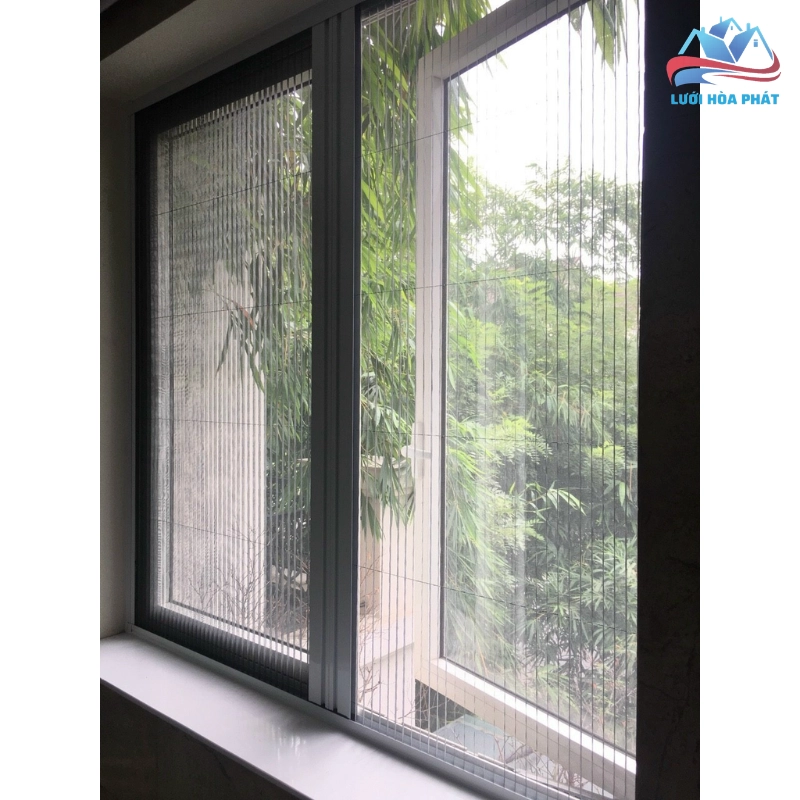 Cửa lưới chống muỗi dạng xếp 2 cánh khung trắng DX 10