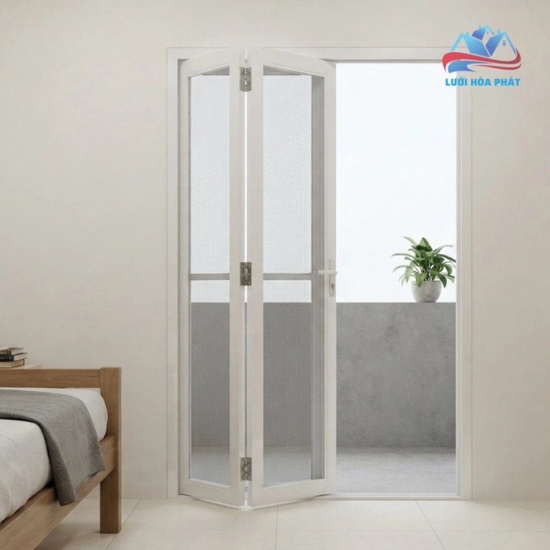 Cửa lưới chống muỗi lùa DL 05 màu trắng sứ