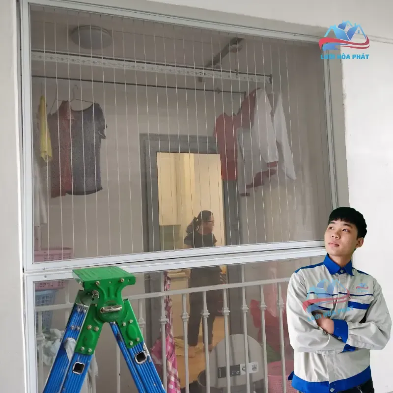 Cửa lưới chắn muỗi cố định với khung nhôm