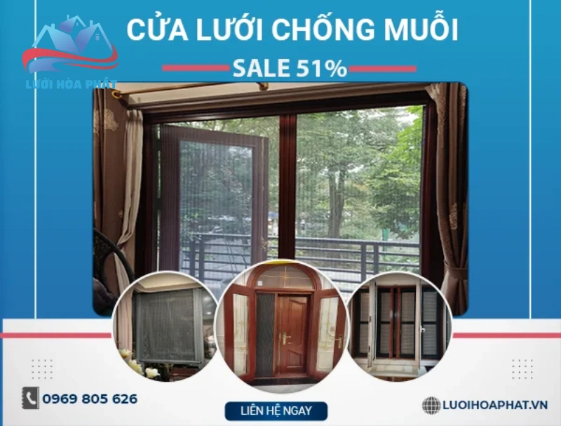 Cửa lưới chống muỗi có cánh mở