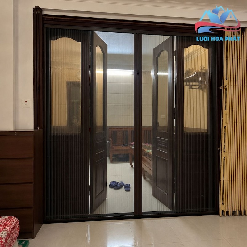 Cửa Lưới Chống Muỗi Dạng Xếp 2 Cánh Màu Cafe DX 11 