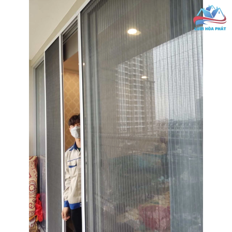 Cửa lưới chống muỗi dạng xếp 2 cánh khung trắng DX 10