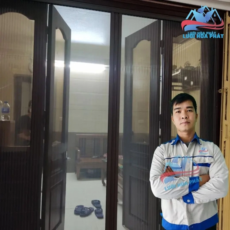 cửa lưới chống muỗi dạng xếp 2 cánh màu cafe DX 11 cửa lưới chống muỗi dạng xếp 2 cánh màu cafe DX 11